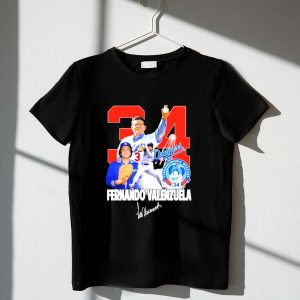 Dodgers Fernando Valenzuela Signature 34 T-Shirt - Fernando Mania Weekend