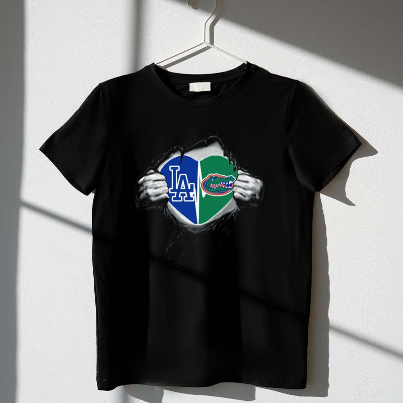 Dodgers LA Gators Heart Logo Fusion T Shirt.jpeg t shirt 1 1