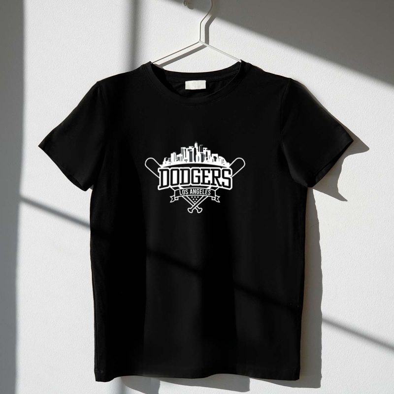 Dodgers Los Angeles City Skyline and Crossed Bats T Shirt.jpeg t shirt 1 1