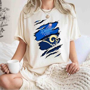 Dodgers Rams Crossover Claw Marks T-Shirt - Baseball & Football Fan Tee