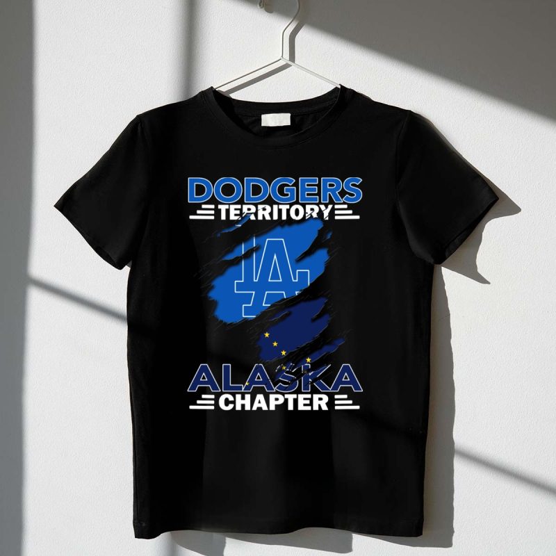 Dodgers Territory Alaska Chapter LA Logo with Alaska Flag T Shirt.jpeg t shirt 1 1