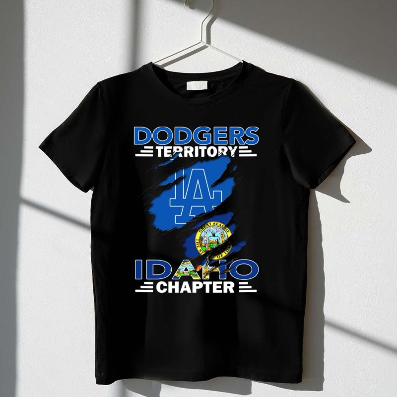 Dodgers Territory Idaho Chapter LA Logo Great Seal of Idaho T Shirt.jpeg t shirt 1 1