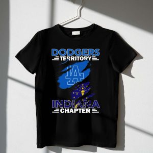 Indiana Dodgers Territory T-Shirt With La Logo And Indiana Flag Design
