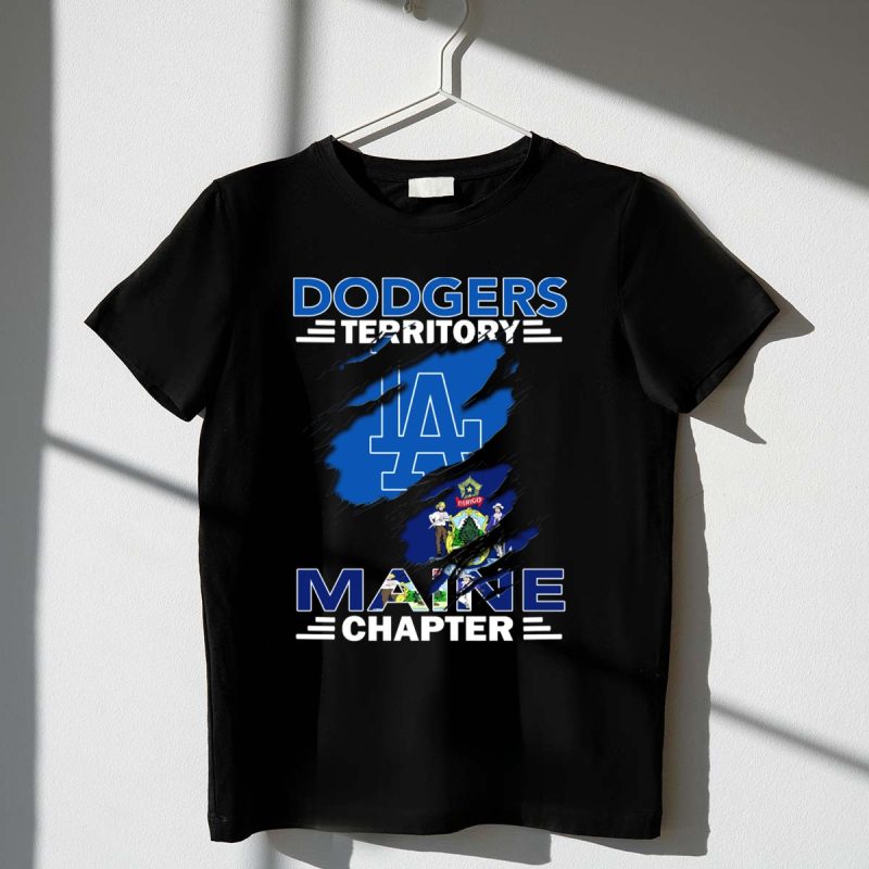Dodgers Territory Maine Chapter LA Logo State Flag Integration T Shirt.jpeg t shirt 1 1