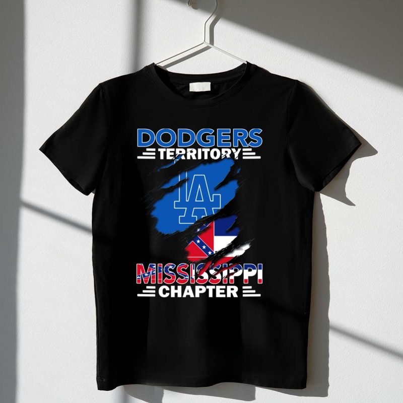 Dodgers Territory Mississippi Chapter LA Logo and Flag Elements T Shirt.jpeg t shirt 1 1
