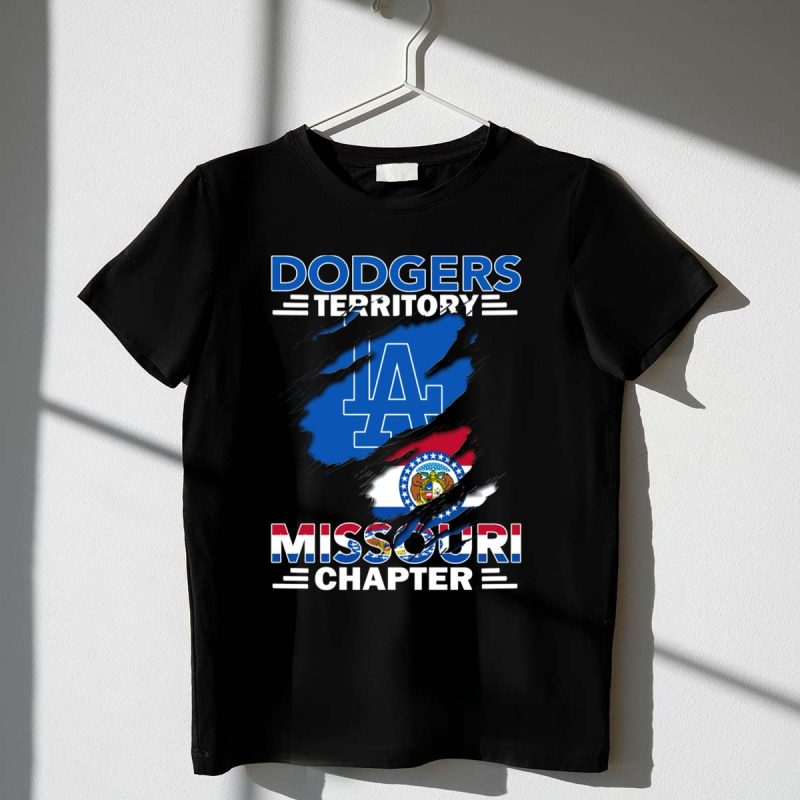 Dodgers Territory Missouri Chapter LA Logo and Missouri Flag T Shirt.jpeg t shirt 1 1