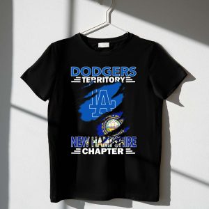 Los Angeles Dodgers New Hampshire Chapter Logo T-Shirt With State Flag