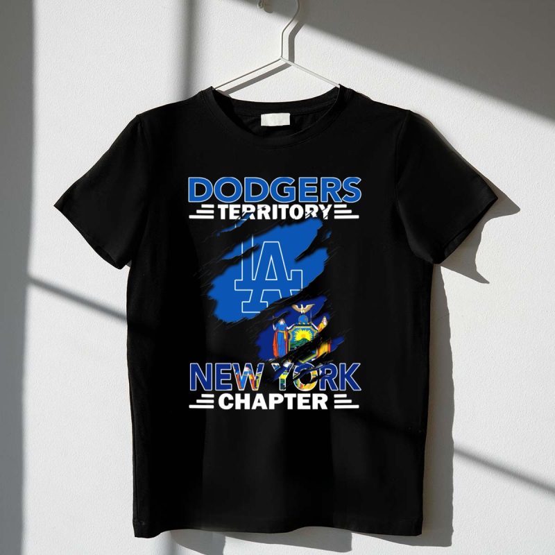 Dodgers Territory New York Chapter LA Logo New York State Flag T Shirt.jpeg t shirt 1 1
