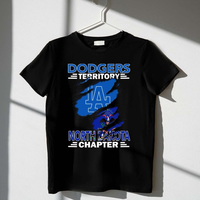 Dodgers Territory North Dakota Chapter LA Logo and State Flag T Shirt.jpeg t shirt 1 1