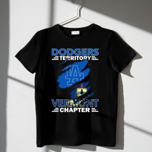 La Dodgers Territory Vermont Chapter Logo T-Shirt - Vermont State Emblem