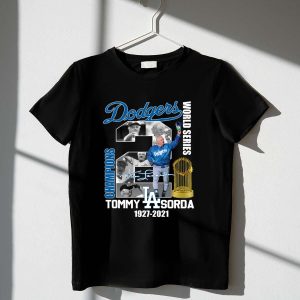 Dodgers World Series Champions Tommy Lasorda Signature T-Shirt 1927-2021