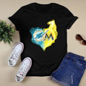 Miami Marlins Dolphin Heart Emblem T-Shirt For Fans