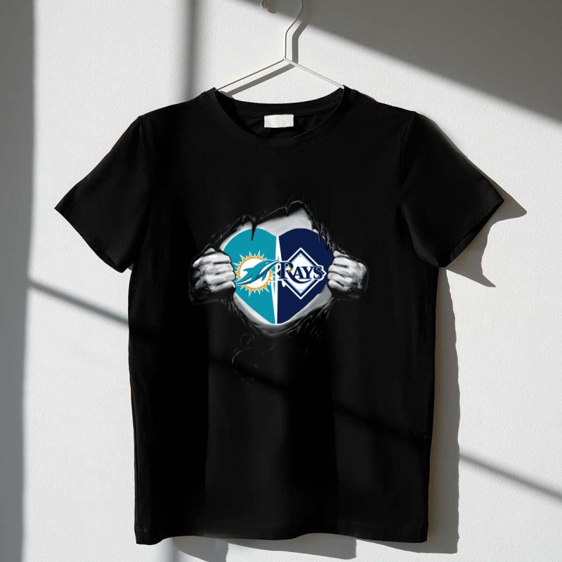 Dolphins Tampa Bay Rays Heart Logo Combination T Shirt t shirt 1 1