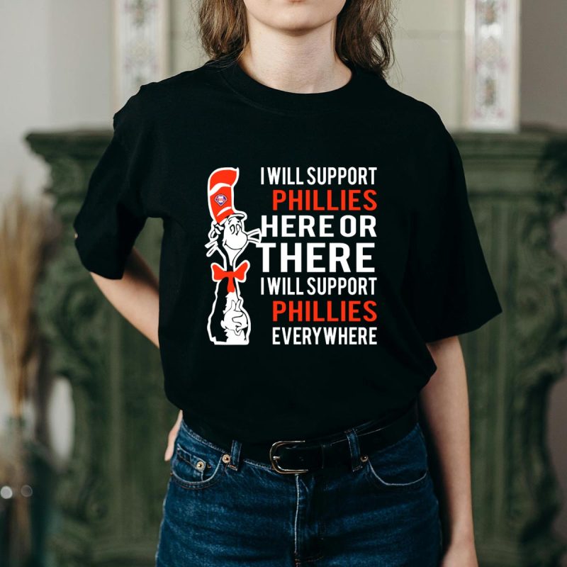 Dr Seuss Cat in the Hat Philadelphia Phillies T-Shirt for Fans - Image 2