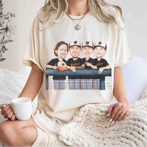 Dugout Boys Cartoon Caricature T-Shirt - Baltimore Orioles Birdland Design