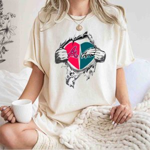 Eagles Braves Heart Graphic T-Shirt For Fans