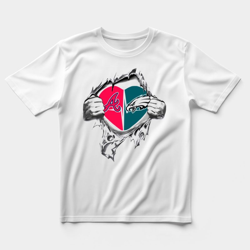 Eagles Braves Heart Graphic T-Shirt For Fans - Image 5