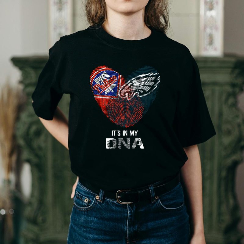 Eagles Phillies Heart Fingerprint T-Shirt - Show Your Team Spirit! - Image 2