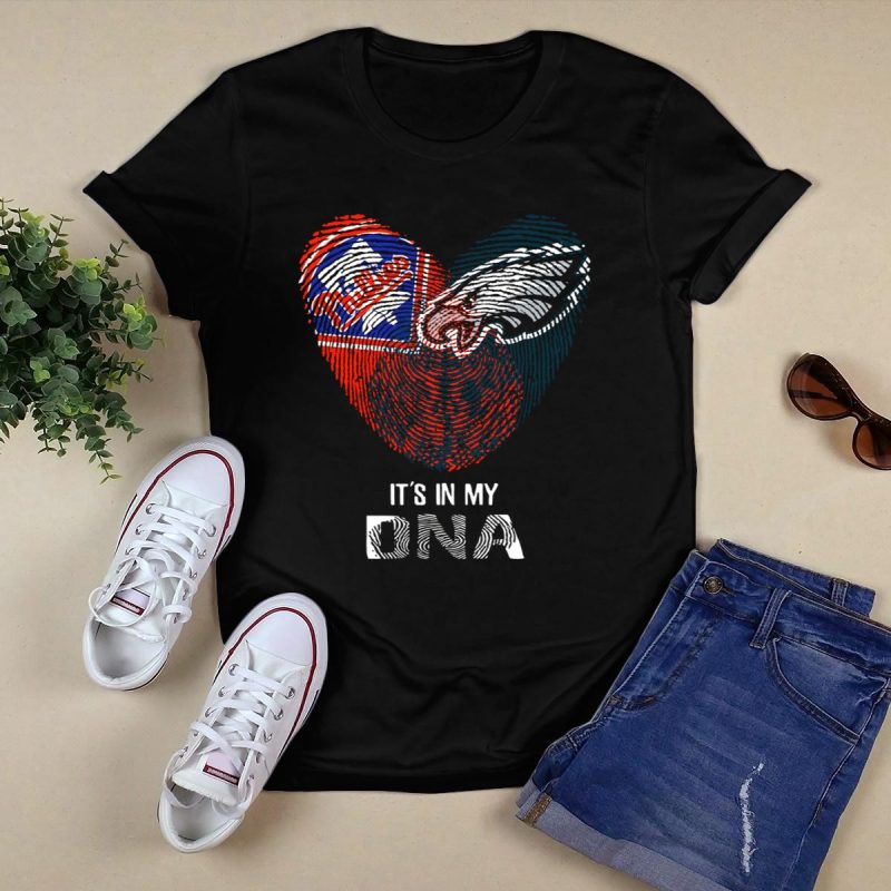 Eagles Phillies Heart Fingerprint T-Shirt - Show Your Team Spirit! - Image 5