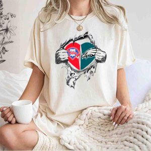 Eagles Phillies Torn Heart T-Shirt - Ideal for Sports Enthusiasts