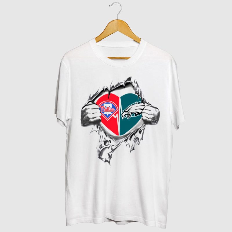 Eagles Phillies Torn Heart T-Shirt - Ideal for Sports Enthusiasts - Image 2