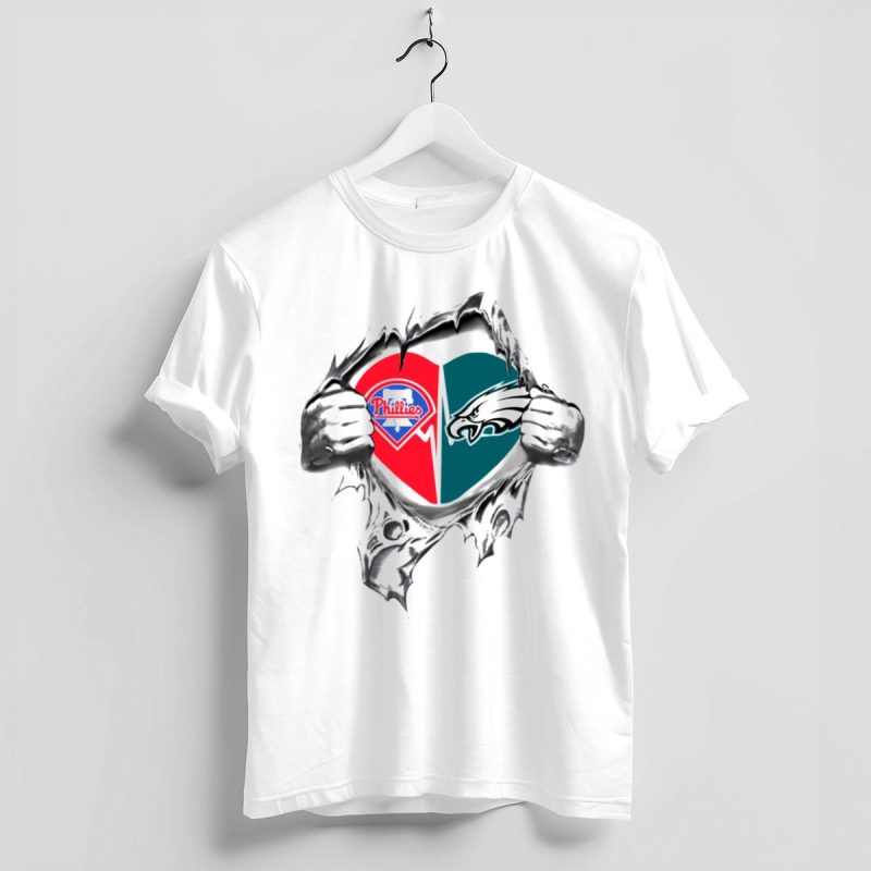 Eagles Phillies Torn Heart T-Shirt - Ideal for Sports Enthusiasts - Image 4