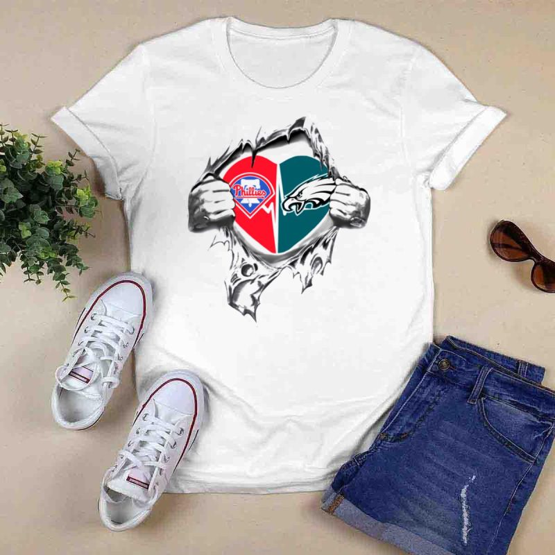 Eagles Phillies Torn Heart T-Shirt - Ideal for Sports Enthusiasts - Image 6