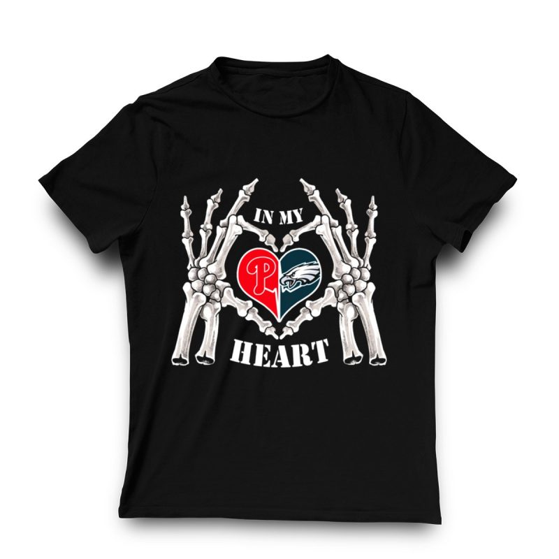 Eagles Phillies Skeleton Hands T-Shirt – Heartfelt Graphic Tee - Image 3