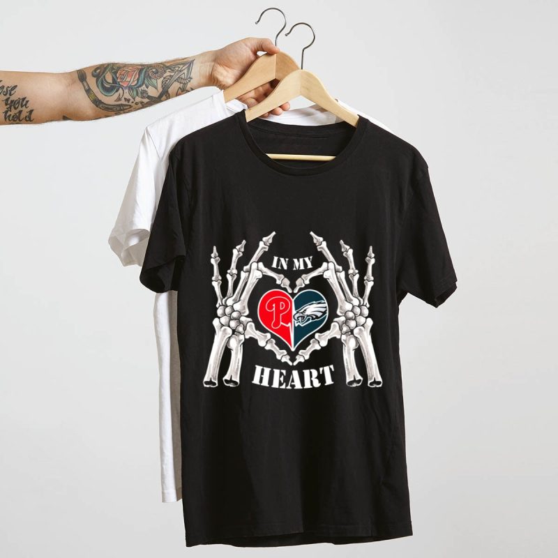 Eagles Phillies Skeleton Hands T-Shirt – Heartfelt Graphic Tee - Image 4