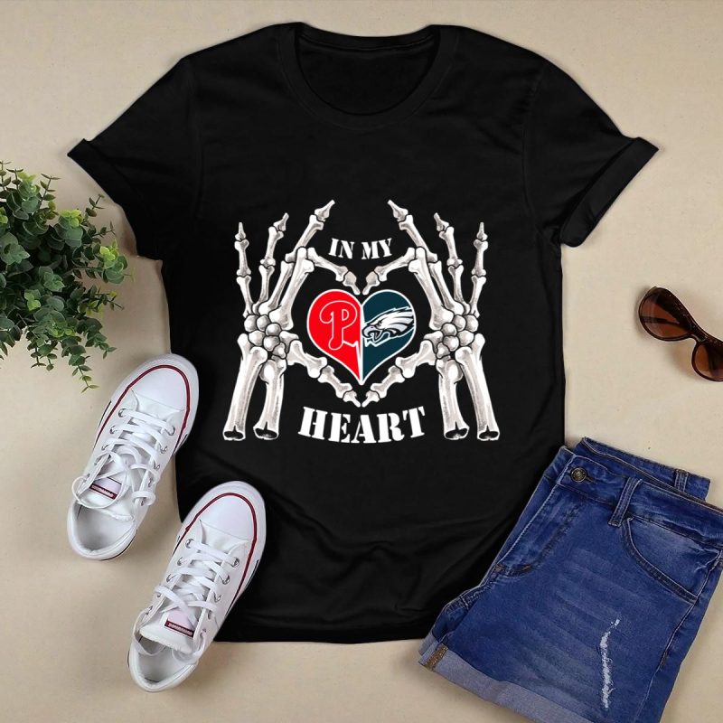 Eagles Phillies Skeleton Hands T-Shirt – Heartfelt Graphic Tee - Image 5