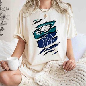Eagles Yankees Logo Mashup T-Shirt - Unique Sports Fan Tee