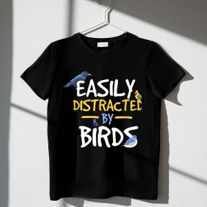 Funny Easily Distracted By Birds T-Shirt Featuring Ravens And Blue Jays