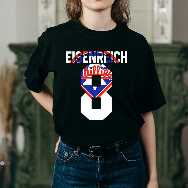 Eisenreich 8 Philadelphia Phillies 1993 Retro Liberty Bell T-Shirt - Image 2