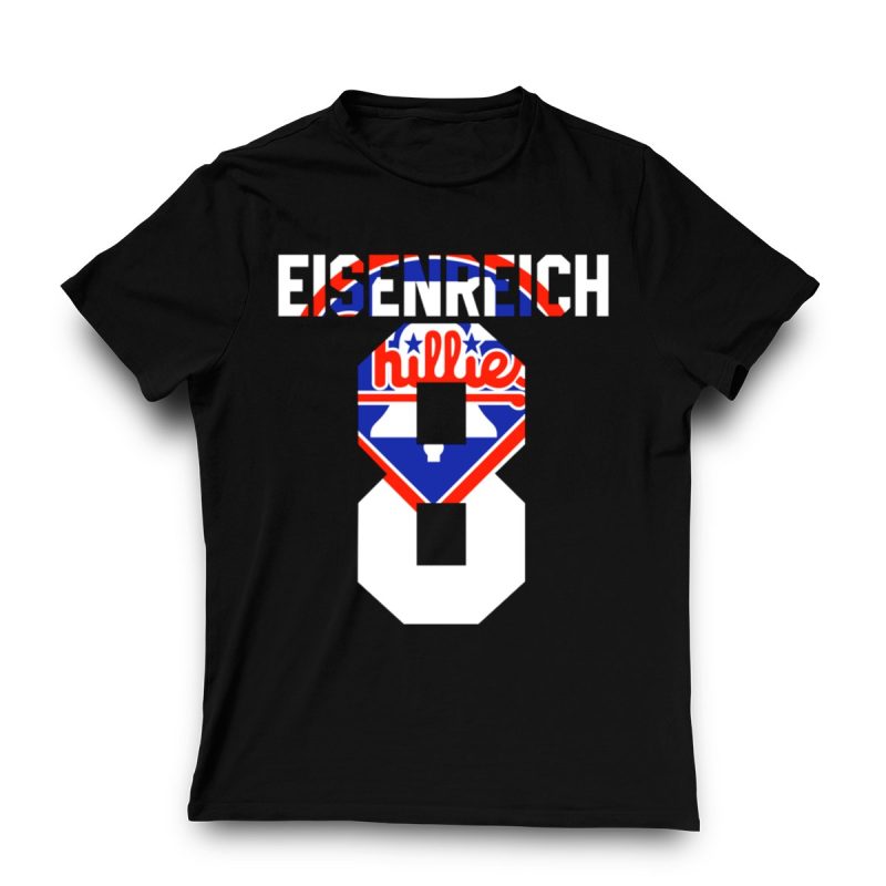 Eisenreich 8 Philadelphia Phillies 1993 Retro Liberty Bell T-Shirt - Image 3