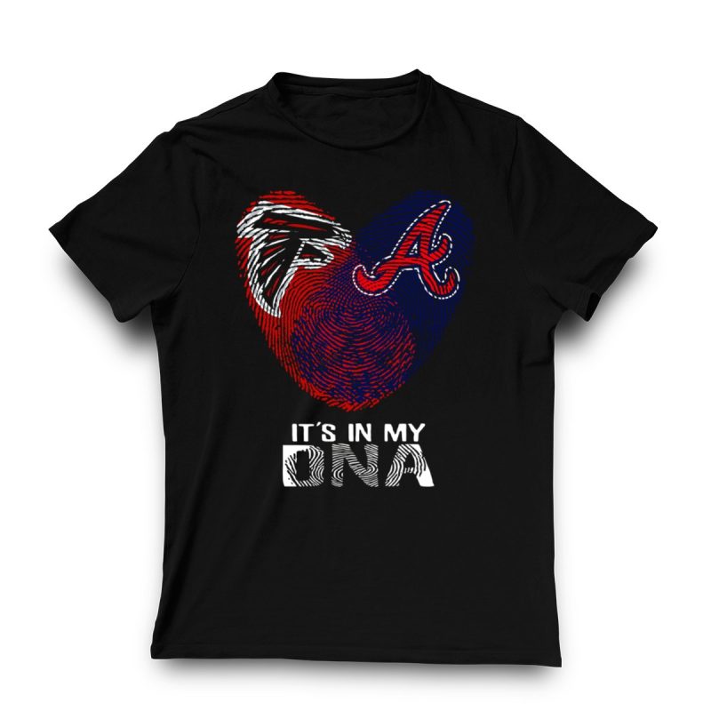 Falcons Braves Heart Fingerprint T-Shirt - It'S In My Dna - Image 3