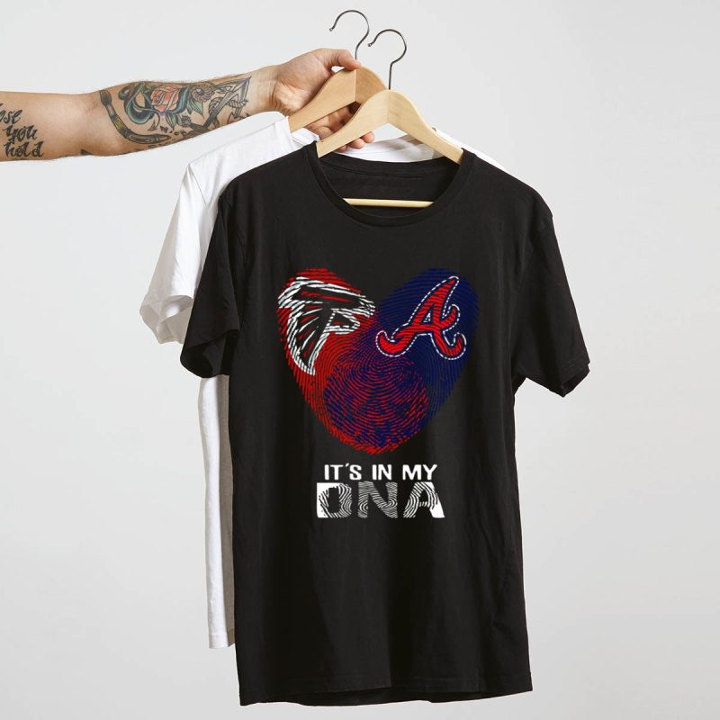 Falcons Braves Heart Fingerprint T-Shirt - It'S In My Dna - Image 4