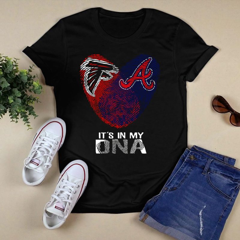 Falcons Braves Heart Fingerprint T-Shirt - It'S In My Dna - Image 5