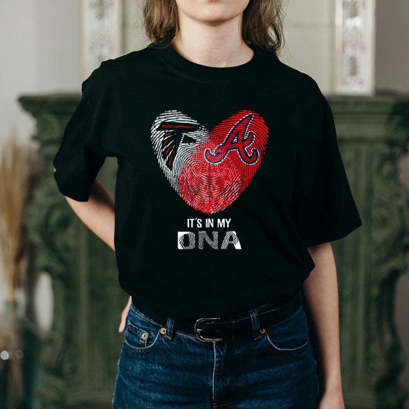 Falcons Braves It'S In My Dna Heart Fingerprint T-Shirt For Fans - Image 2