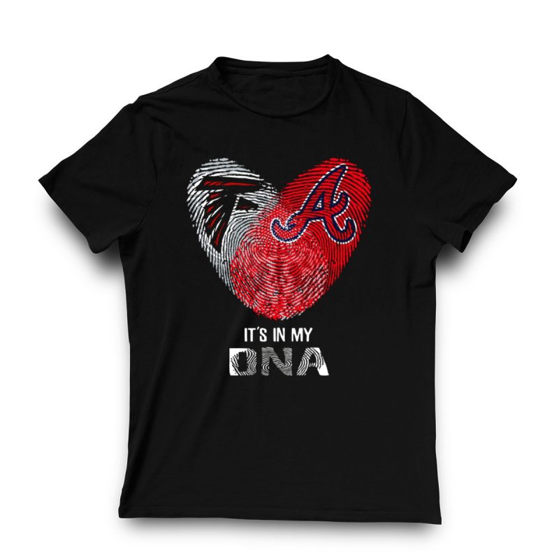 Falcons Braves It'S In My Dna Heart Fingerprint T-Shirt For Fans - Image 3
