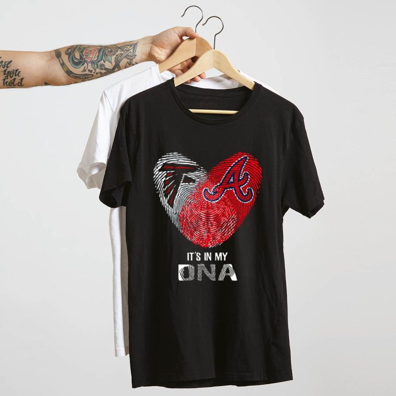 Falcons Braves It'S In My Dna Heart Fingerprint T-Shirt For Fans - Image 4