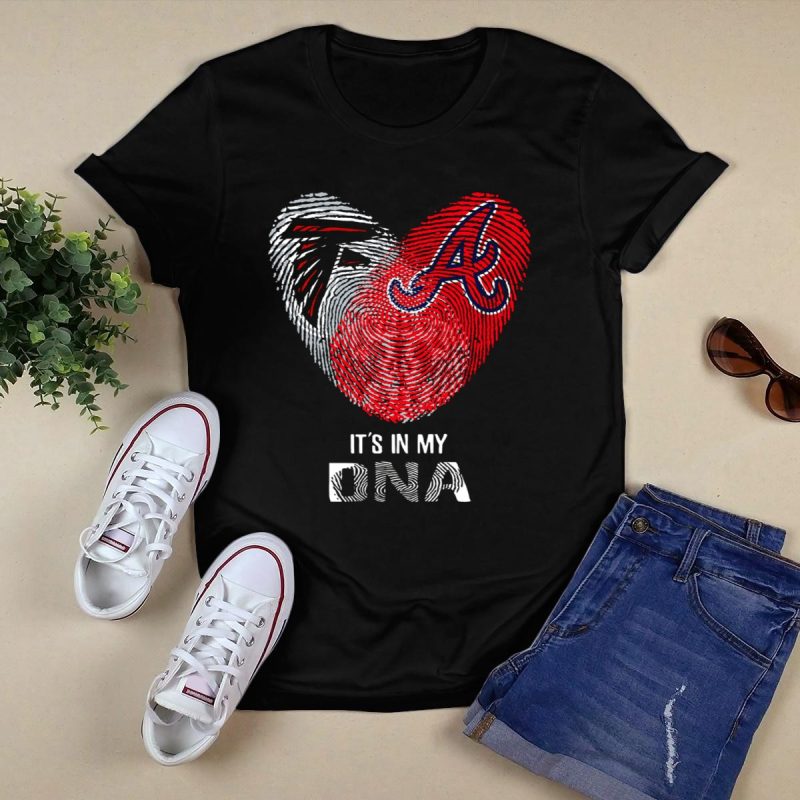 Falcons Braves It'S In My Dna Heart Fingerprint T-Shirt For Fans - Image 5