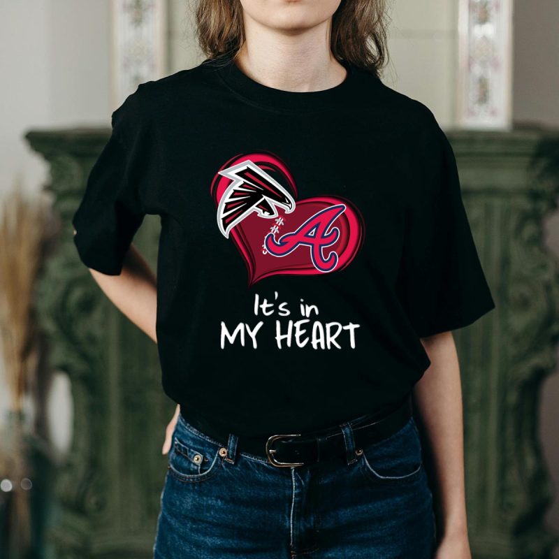 Falcons Braves It'S In My Heart T-Shirt - Perfect Fan Apparel - Image 2