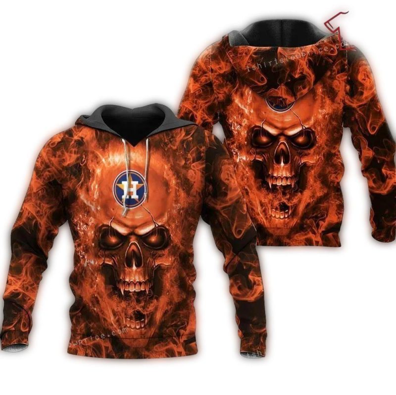 Fan Skull Fire Houston Astros All over Print Hoodie 1