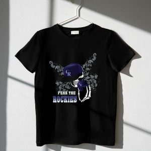 Fear The Colorado Rockies Skull Graphic T-Shirt And Baseball Cap Set