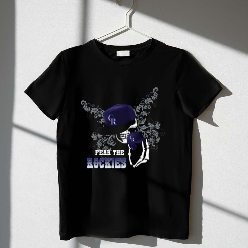 Fear The Colorado Rockies Skull and Baseball Caps with CR T Shirt t shirt 1 1