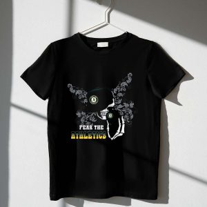 Oakland Athletics Skull Cap Skeleton Hand T-Shirt For Fans