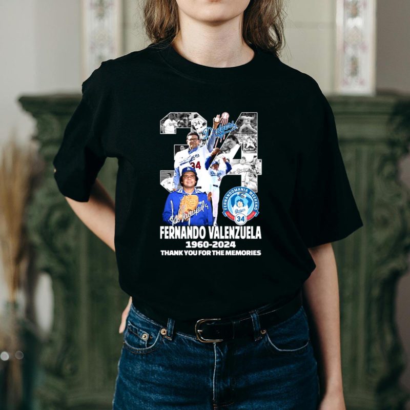 Fernando Valenzuela No 34 Los Angeles Dodgers Vintage T-Shirt 1960-2024 - Image 2