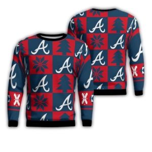 Atlanta Braves Patchwork Christmas Ugly Sweater - Festive Holiday Apparel