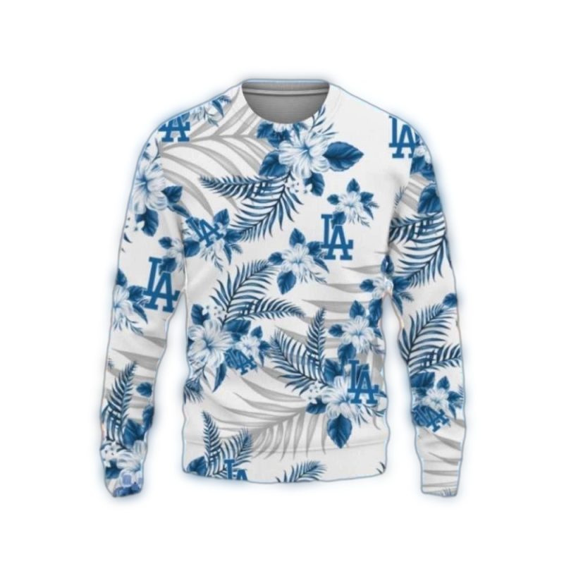 Angels Dodgers Floral Pattern Ugly Holiday Sweatshirt for Fans