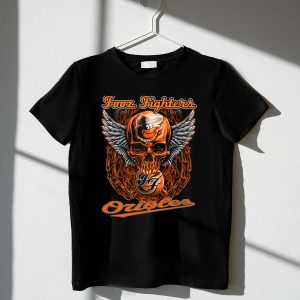 Foo Fighters Baltimore Orioles Skull Wings Graphic T-Shirt